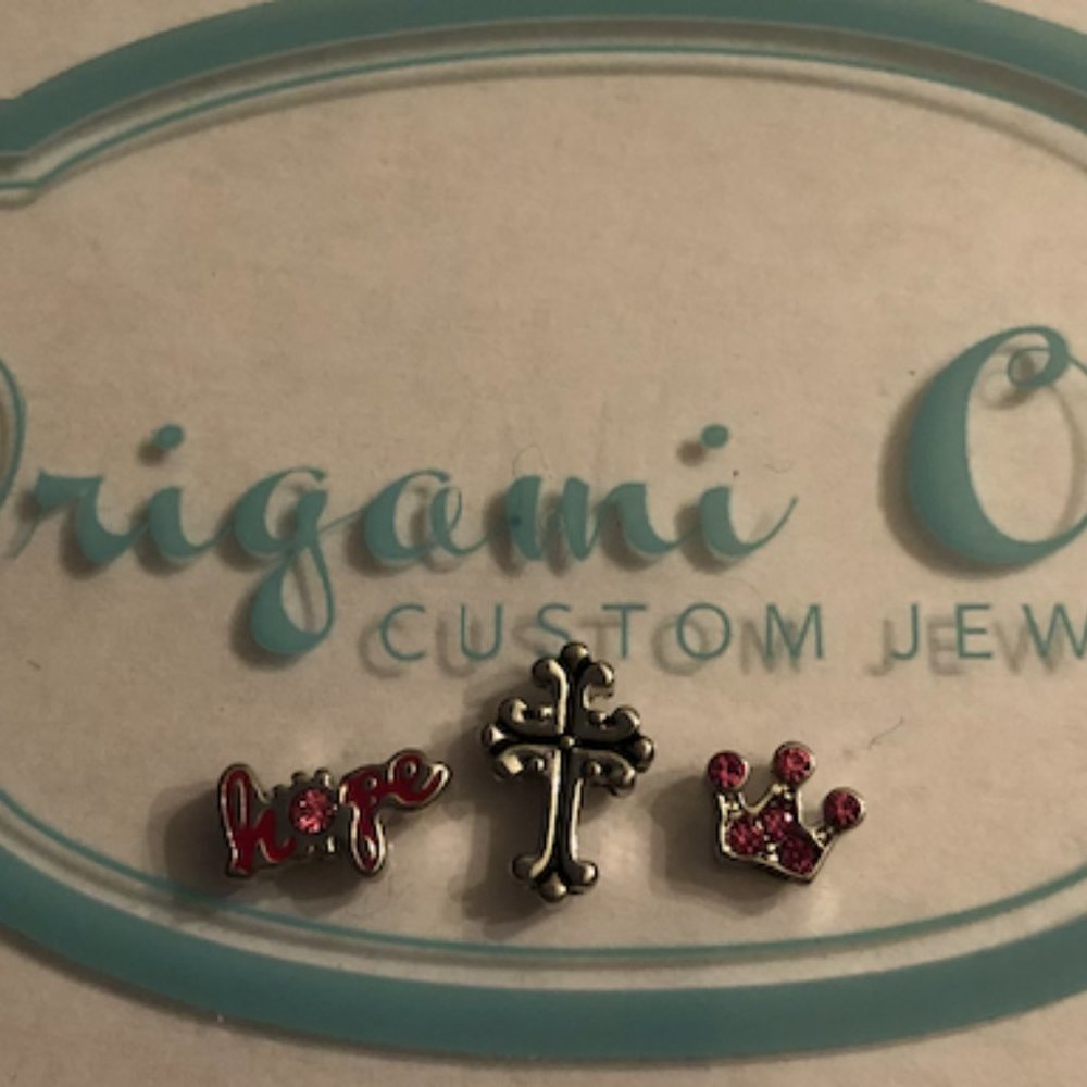 Origami Owl Pink Faith Charm Set
